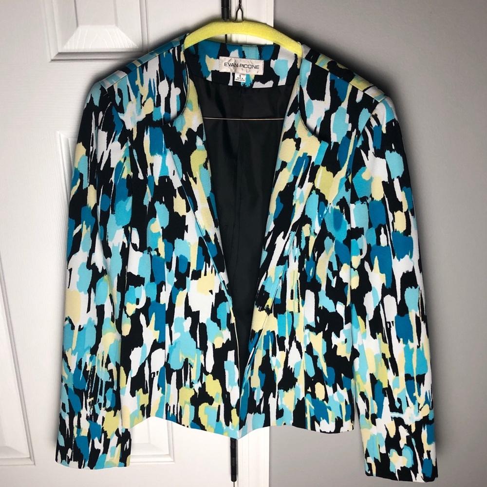 Evan Picone colorful Open Front Blazer Size 6